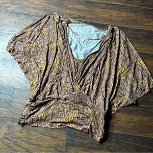 The Muses Lounge Brown Printed Jersey Knit Blouson Top